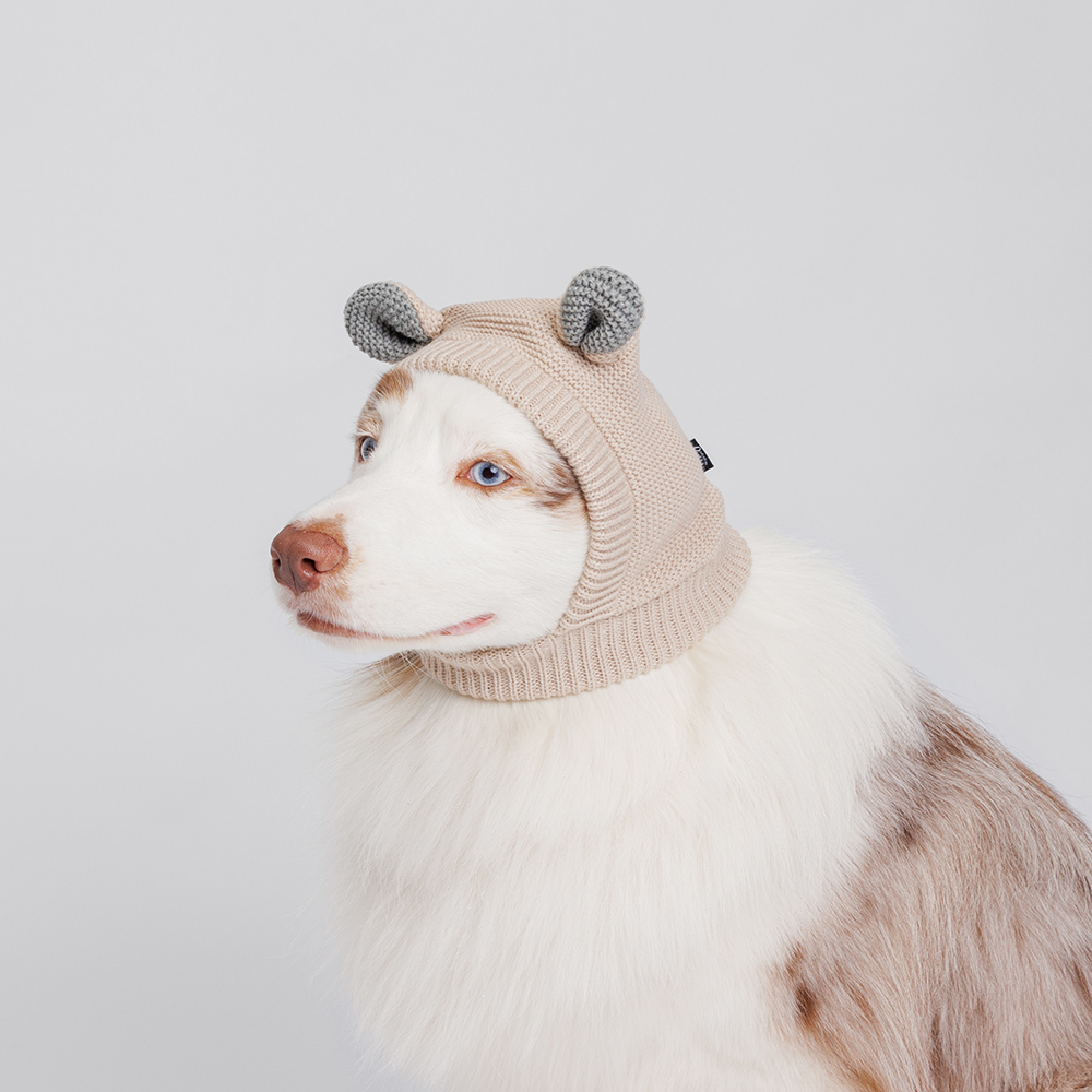 Rurri Капор с ушками для собак, обхват шеи 35-38 см, высота шапки 24 см, бежевый