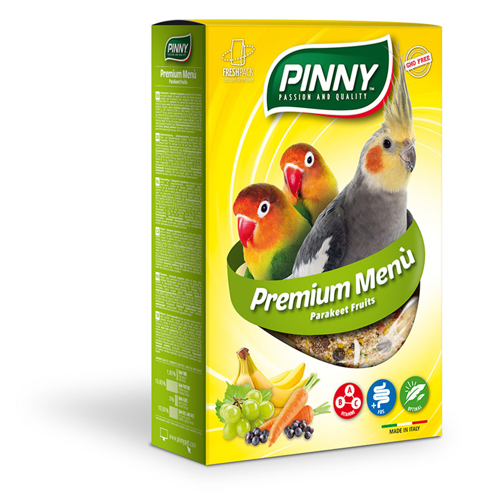 PINNY Мягкий витаминный корм для средних попугаев с фруктами, 800 гр.