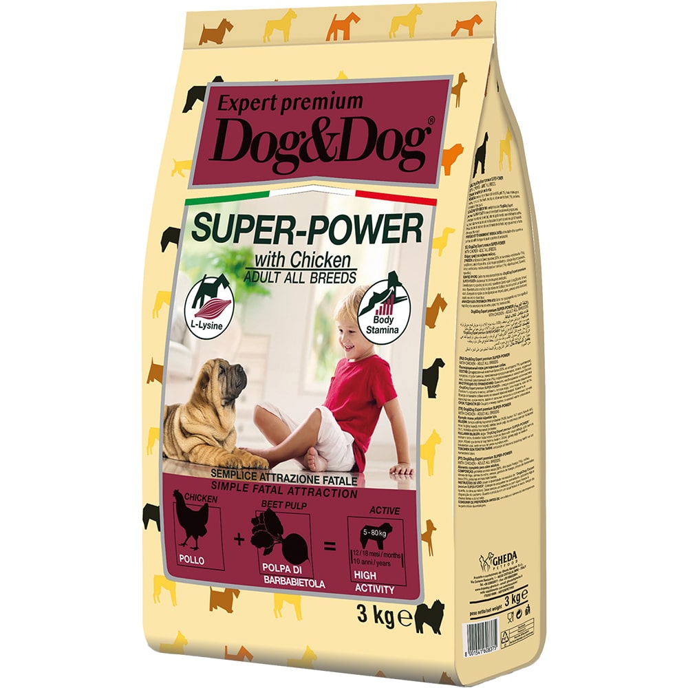 Dog&Dog Super-Power Сухой корм для собак, с курицей, 3 кг