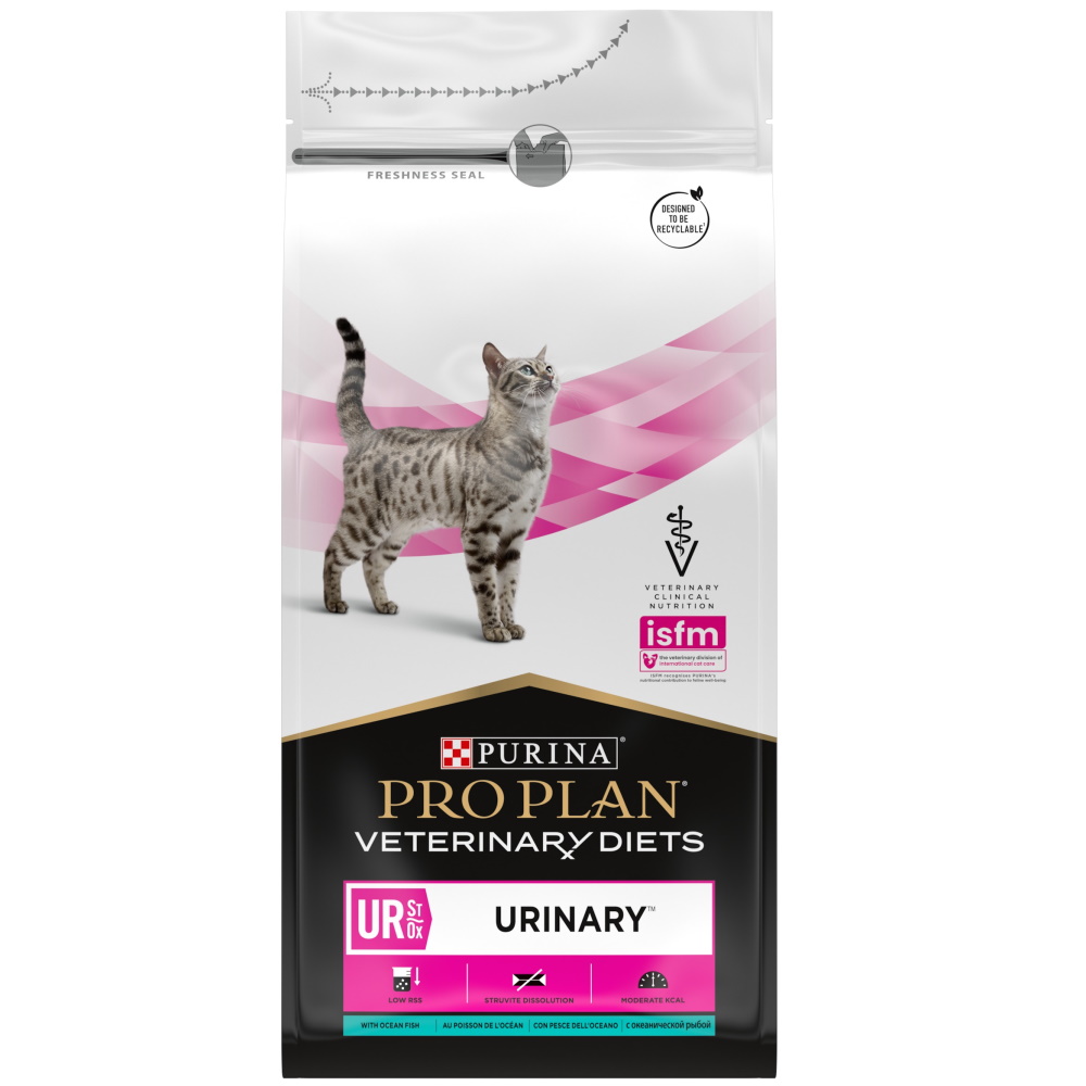 PRO PLAN® Veterinary Diets UR ST/OX Urinary Сухой диетический корм для кошек при болезнях нижних отделов мочевыводящих путей, с океанической рыбой, 1,5 кг
