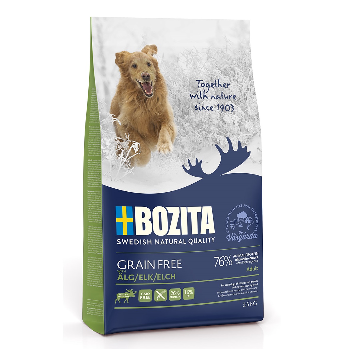 Bozita GRAIN FREE Elk сухой беззерновой корм с мясом лося для взрослых собак, 3,5кг