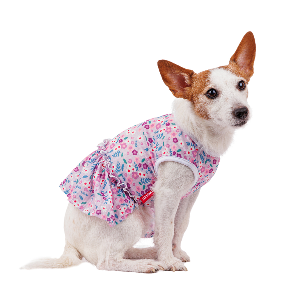 Petmax Платье для собак в цветочек M фиолетовый (девочка)
