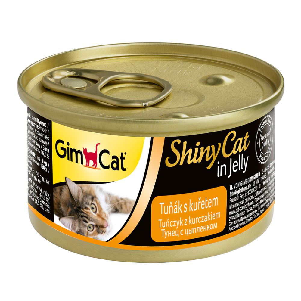 GIMBORN GimCat ShinyCat Консервы для кошек из тунца с цыпленком, 70 г