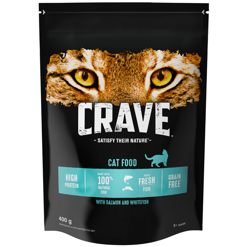 

Crave Корм сухой для кошек Лосось, рыба, 400 г