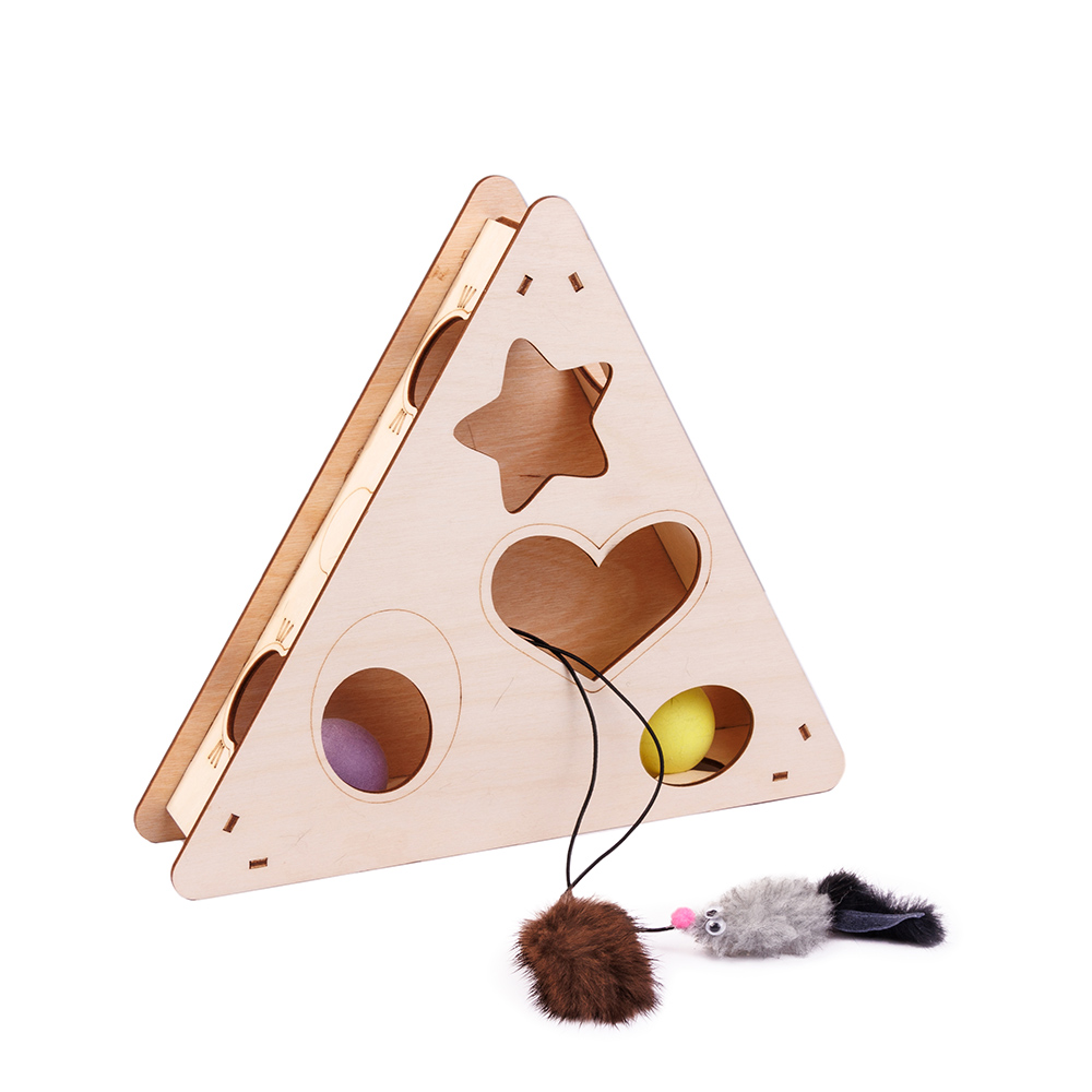 Pet Hobby Игровая платформа для кошек Треугольник с шариком и игрушкой, 26,5х23х5 см
