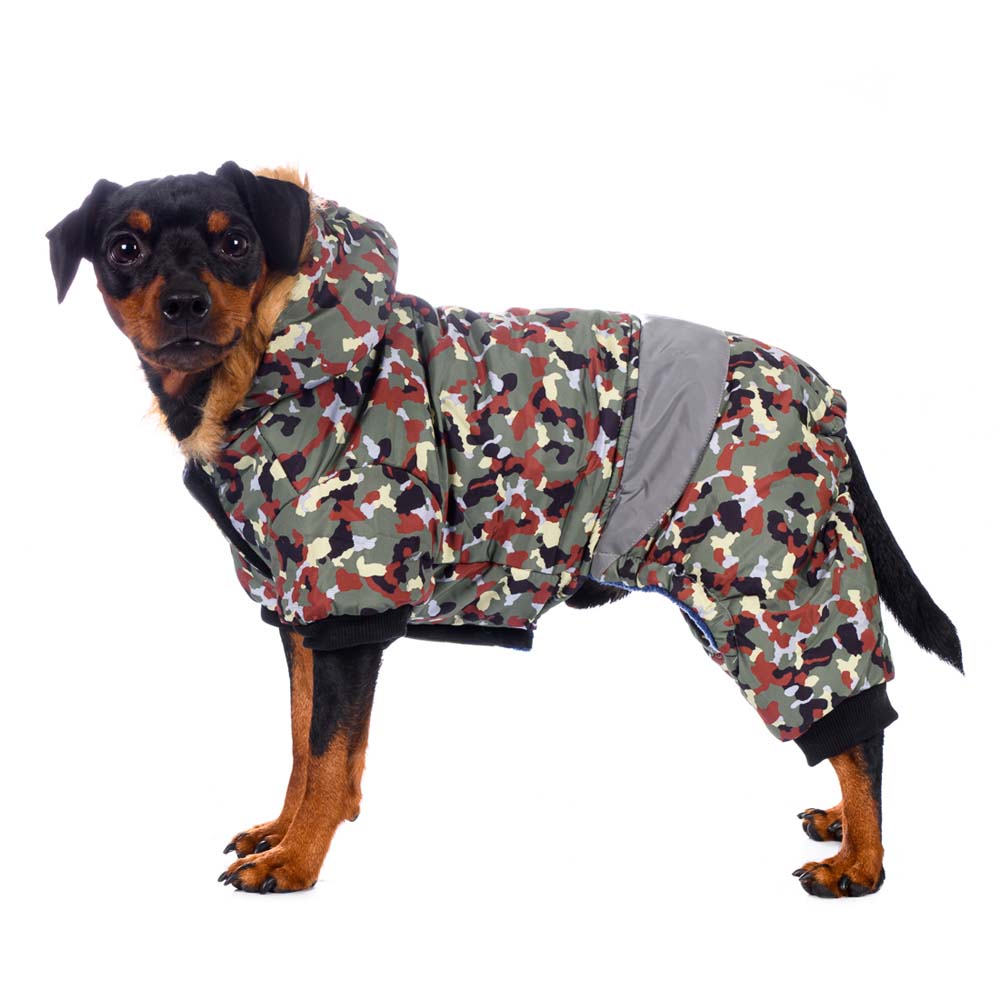 Rurri Комбинезон с меховым капюшоном для собак XL зеленый (унисекс)