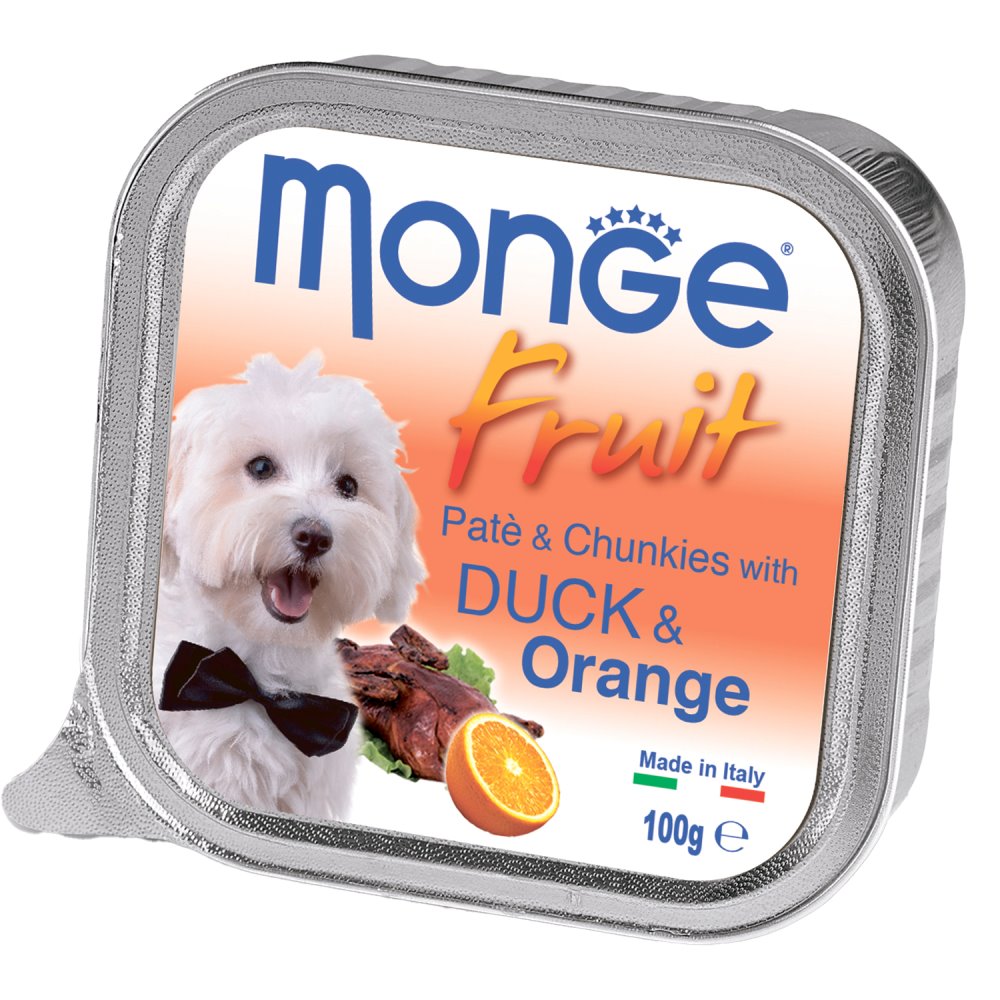 Monge Fruit консервы для собак, нежный паштет из утки с апельсином, 100 г