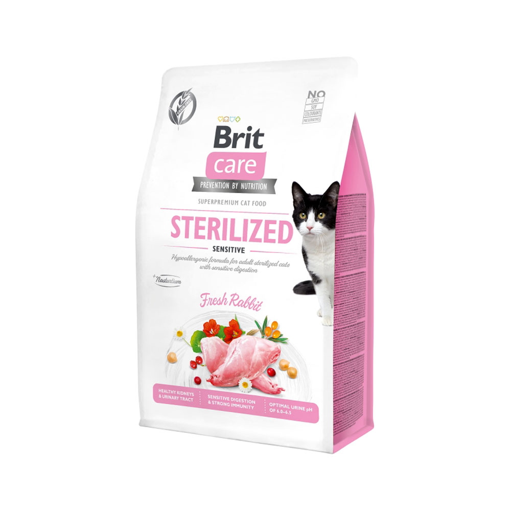 Brit Care Cat GF Sterilized Sensitive для стерилизованных кошек счувствительным пищеварением 7кг