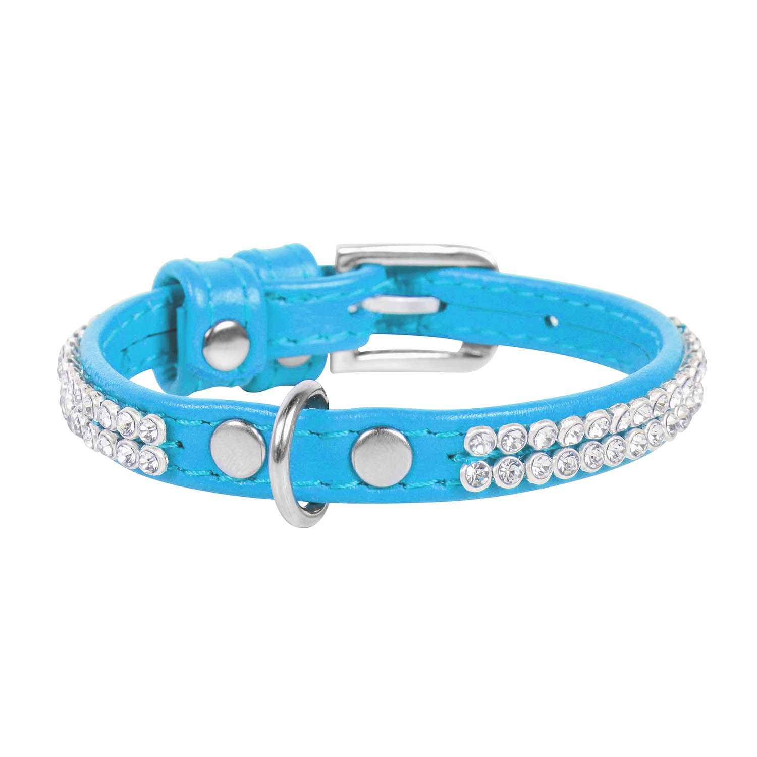 

Collar Ошейник CoLLaR brilliance с украшением полотно стразы (ширина 9мм, длина 18-21см) синий