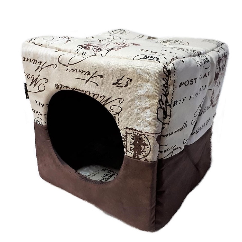 Rurri Домик-трансформер Куб для кошек и собак мелких пород, 35х35х35 см, коричневый