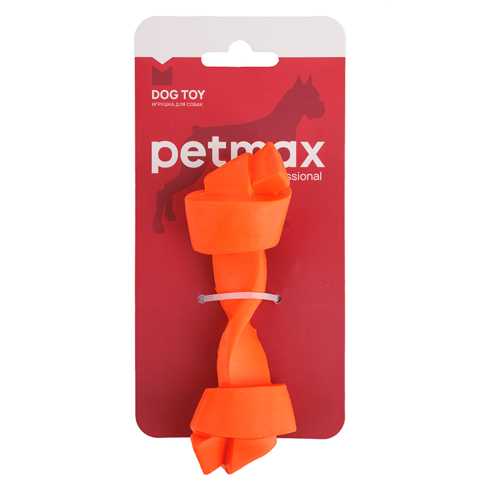 Petmax Игрушка для собак Косточка оранжевая, 13х4,5 см 