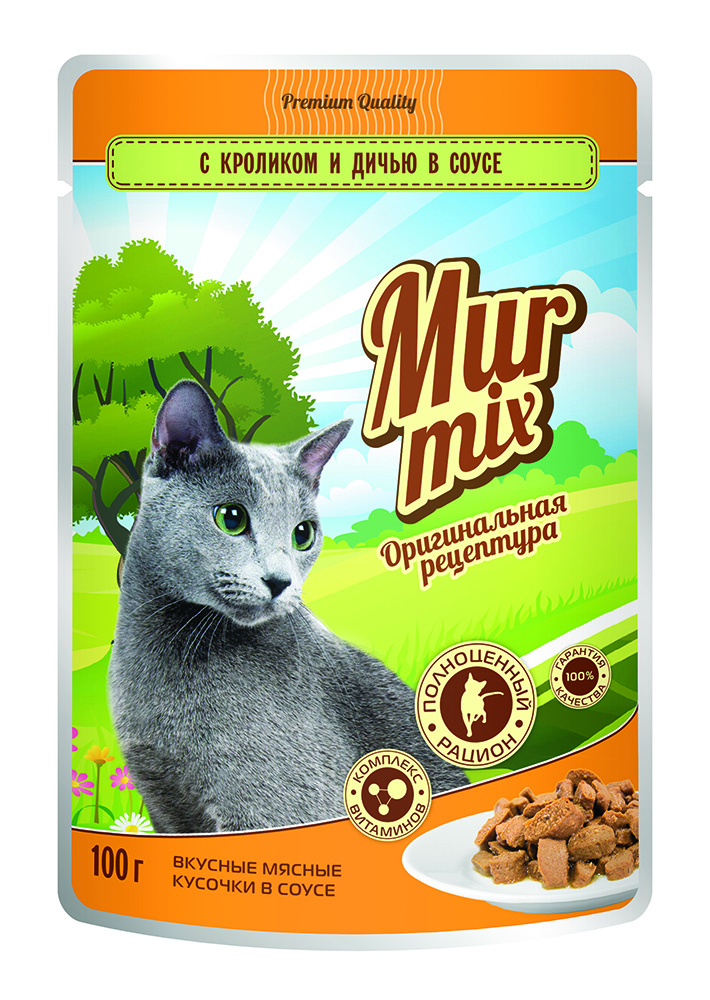 Murmix влажный корм для кошек, с кроликом и дичью в соусе, 100 г