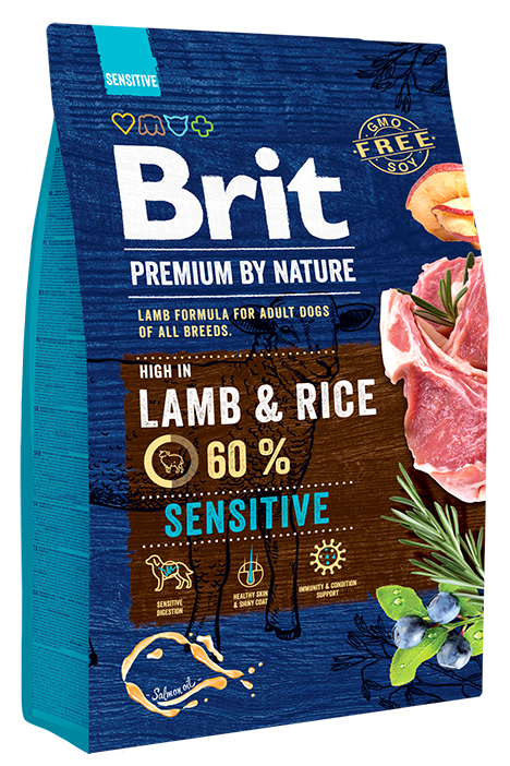 

Brit Premium by Nature Sensitive корм для взрослых с чувствительным пищеварением, с ягненком и рисом, 3 кг