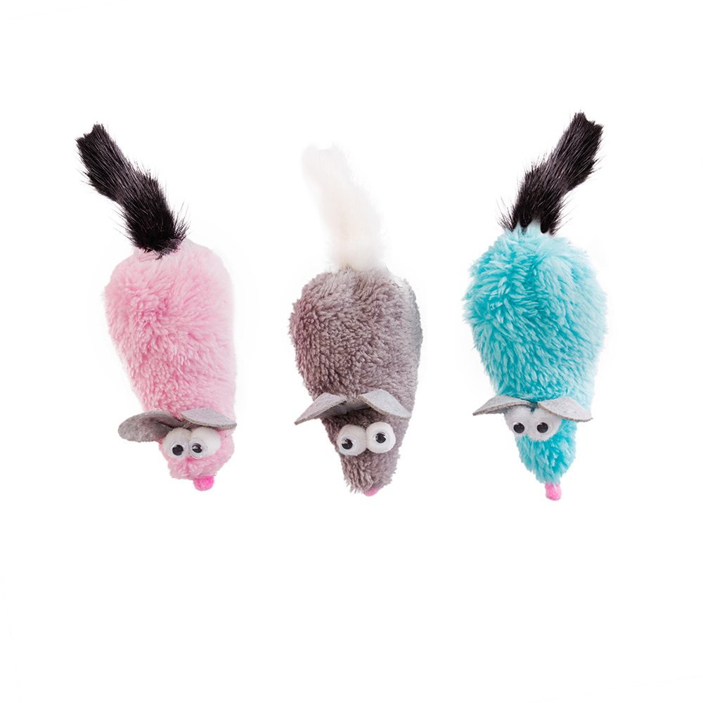 Pet Hobby Игрушки с норковыми хвостами для кошек Мыши, 3 шт., цветные