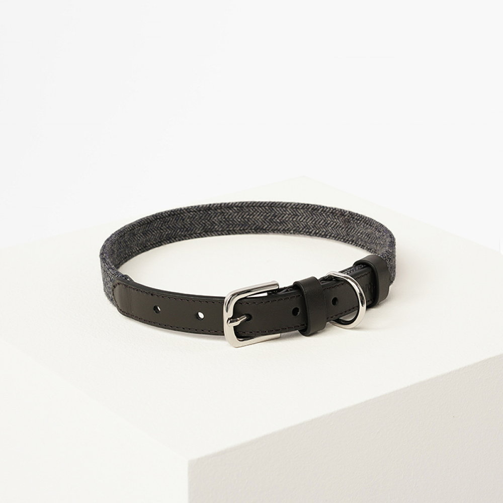 Barq Кожаный ошейник - Tesoro Collar, XL (46-56 см), Черный графит