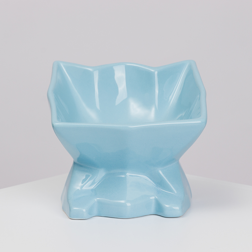 Rurri Миска керамическая для кошек и собак Кошечка, 13x11 см, голубая