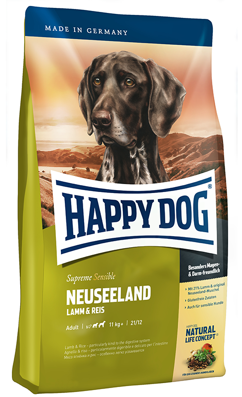 

Happy Dog Neuseeland корм для собак средних и крупных пород при чувствительном пищеварении, с ягненком и рисом, 12,5 кг