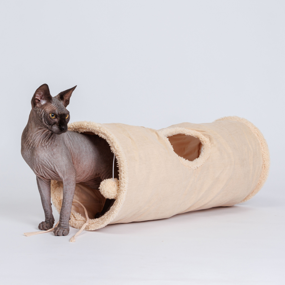 Rurri Тоннель для игры для кошек и собак, 26x65 см, бежевый