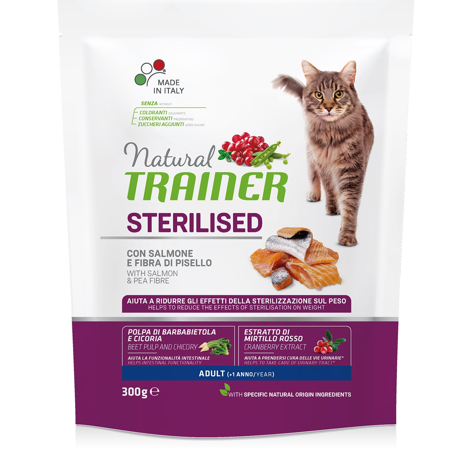 Trainer Natural Adult Sterilised корм для стерилизованных кошек старше 1 года, с лососем, 300 г
