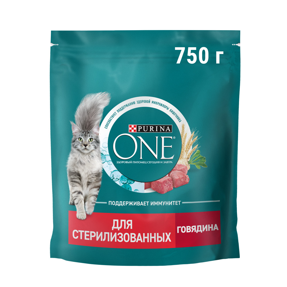 

Purina ONE® Sterilised сухой корм для взрослых кошек для стерилизованных с говядиной и пшеницей, 750 г