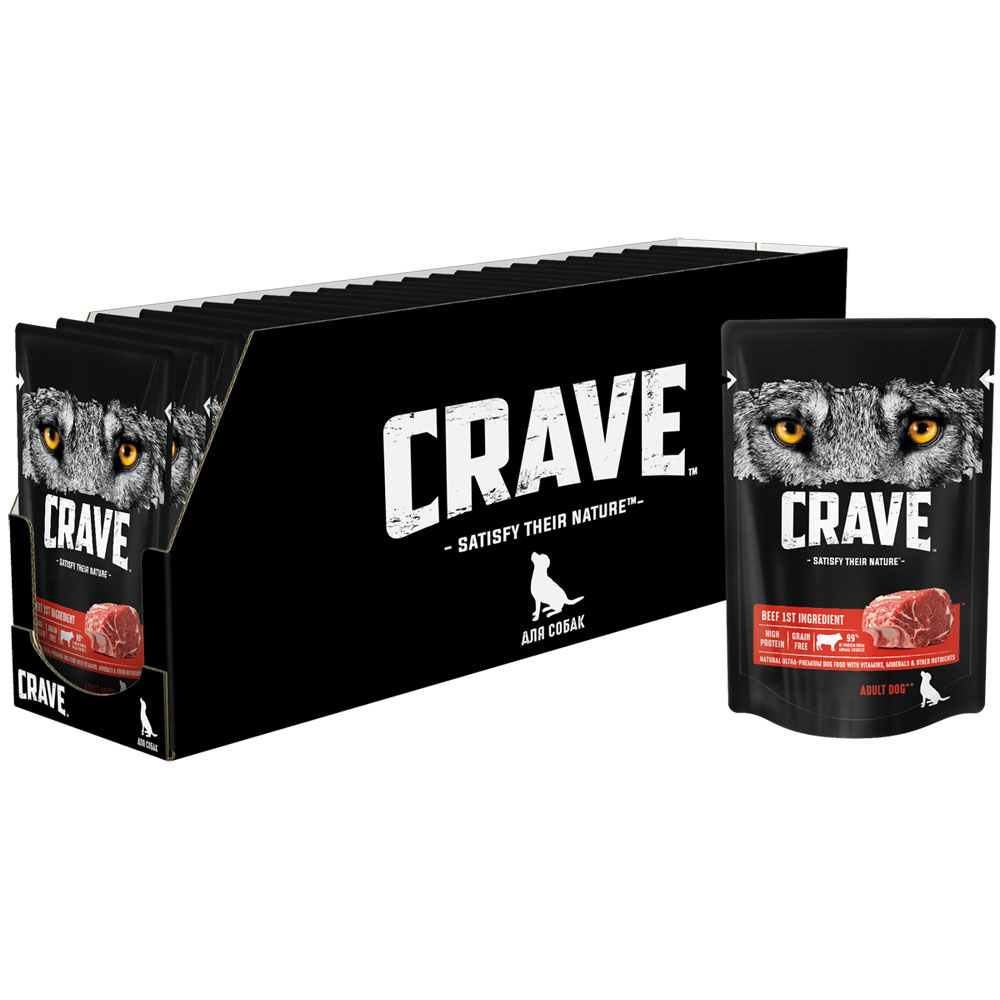 Crave Корм консервированный полнорационный для собак всех пород старше 1 года с говядиной, 85 г 