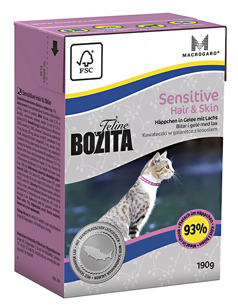 Bozita Funktion Sensitive Hair and Skin влажный корм для кошек с проблемной кожей, 190 г
