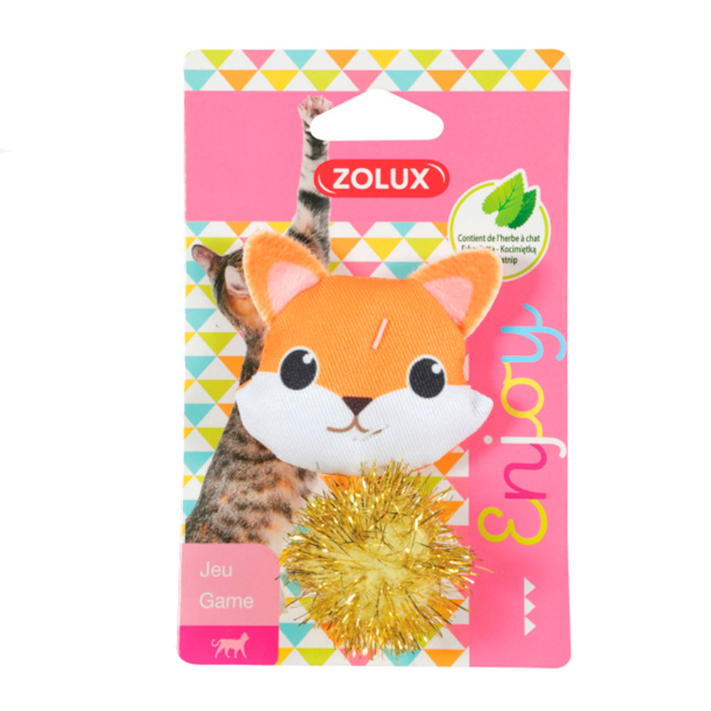 Zolux Игрушка с кошачьей мятой для кошек Хитрый лисенок, 6,5х2,5х10 см, оранжевая
