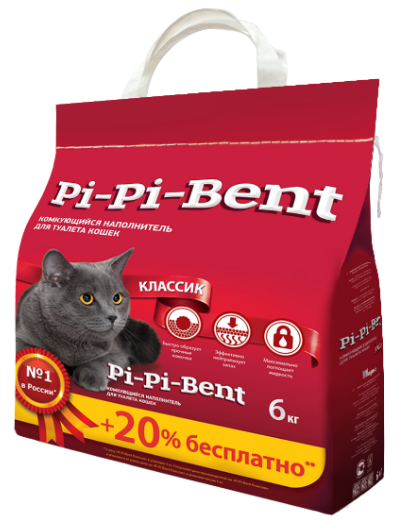 Pi-Pi-Bent Классик наполнитель для кошачьего туалета, комкующийся, 6 кг
