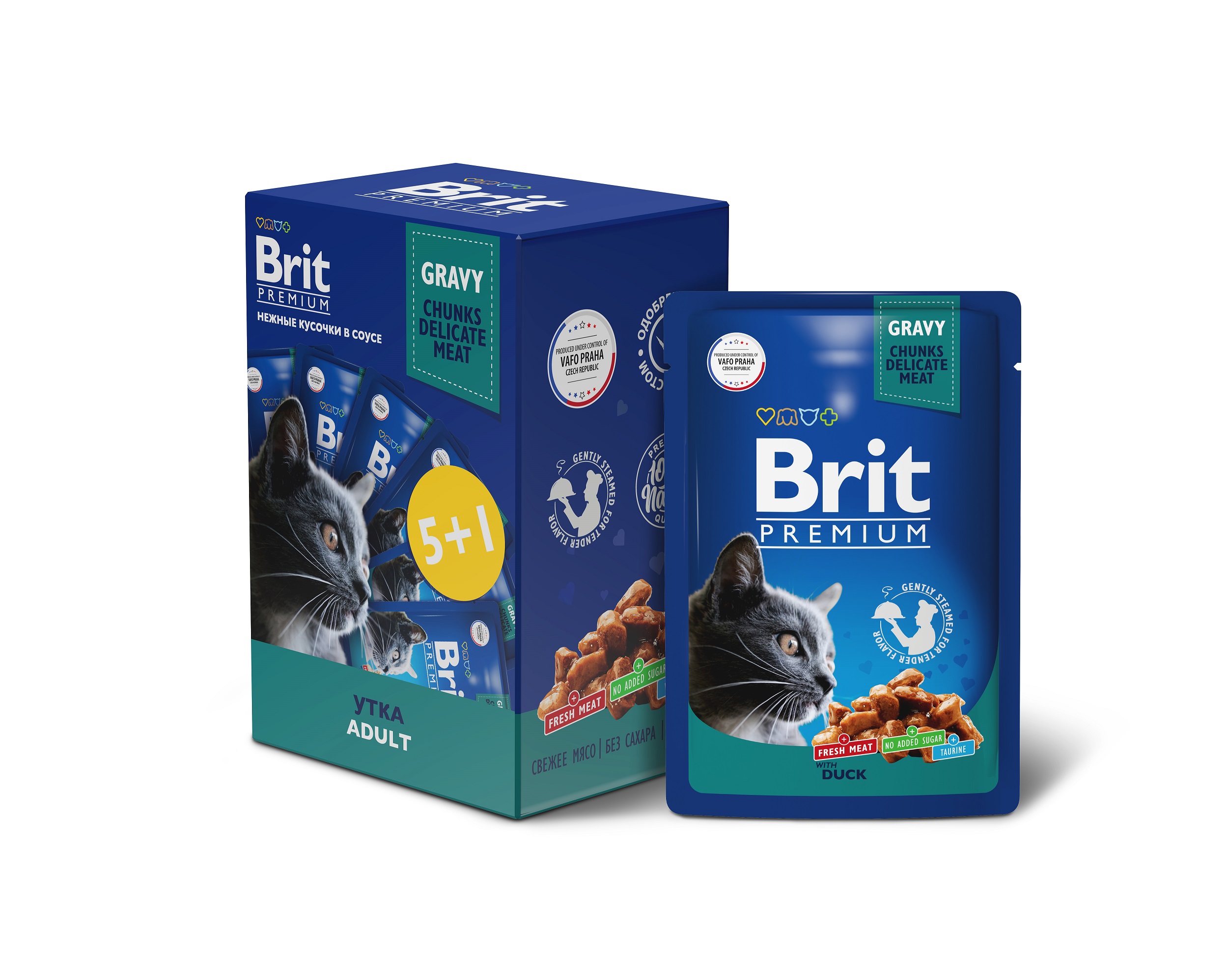 Brit Премиум Паучи 5+1 Промо-Набор для кошек утка в соусе 85г