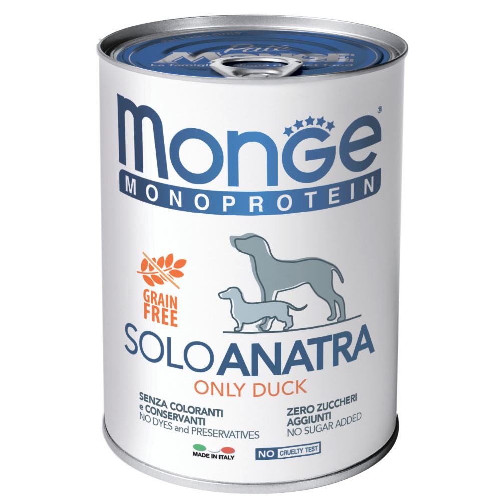 Monge Dog Monoprotein Solo консервы для собак, паштет из утки, 400г