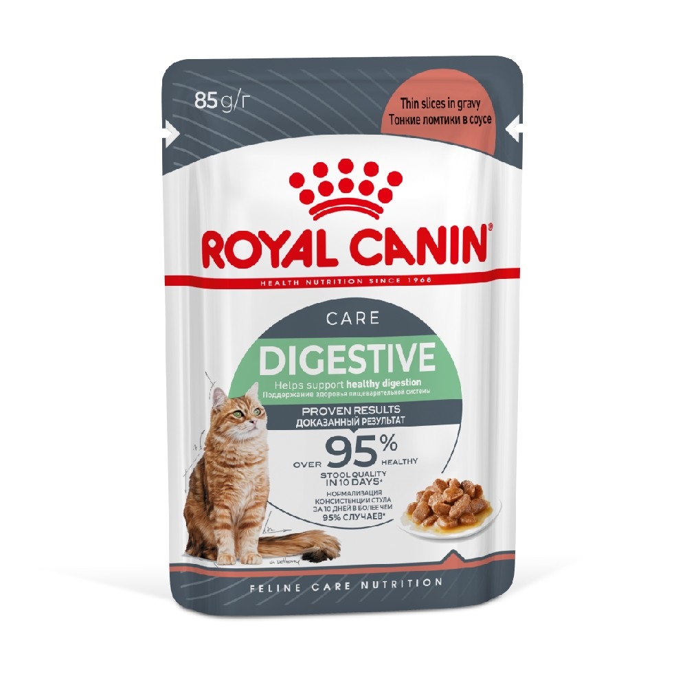 Royal Canin Digestive Care Влажный корм (пауч) для кошек с чувствительным пищеварением, тонкие ломтики в соусе, 85 гр.
