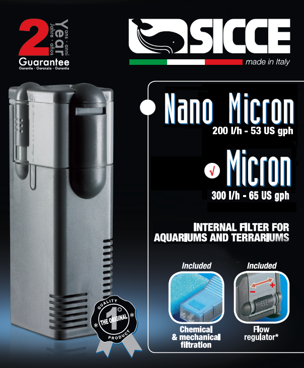 Sicce Фильтр внутренний MICRON POWER FILTER 300 л/ч для аквариумов до 75л 42х48хh135 мм