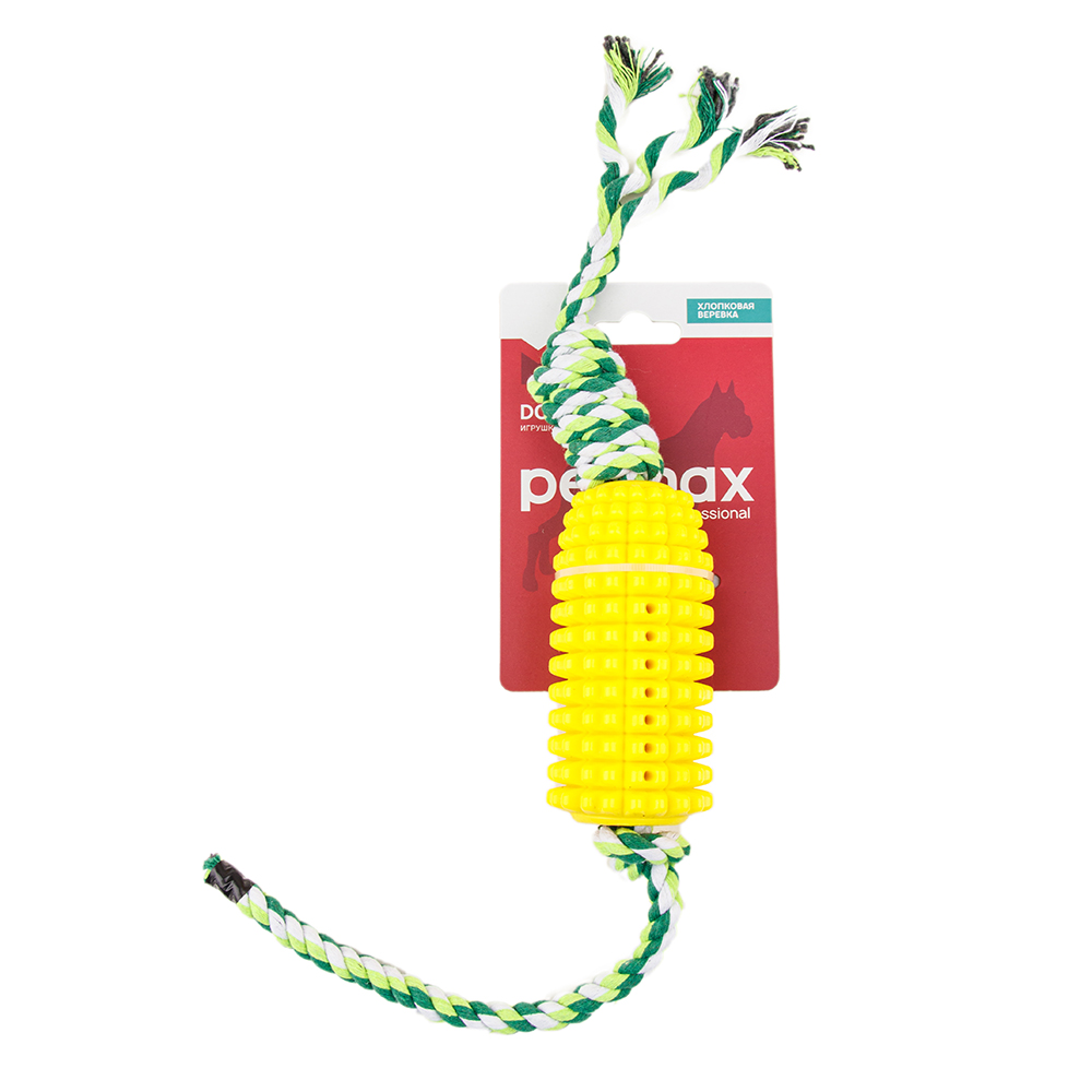 Petmax Игрушка для собак Кукуруза на веревке 11 см 