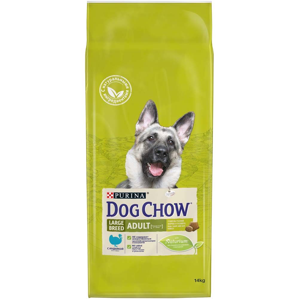

Dog Chow Сухой корм для взрослых собак крупных пород, с индейкой, 14 кг