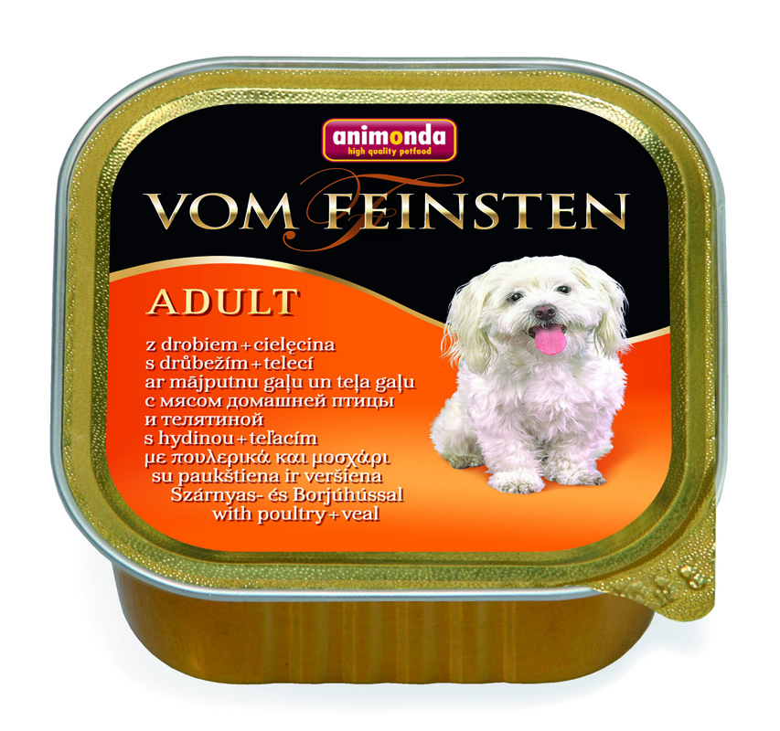 Animonda Vom Feinsten Adult консервы для собак старше 1 года, с мясом домашней птицы и телятиной, 150 г