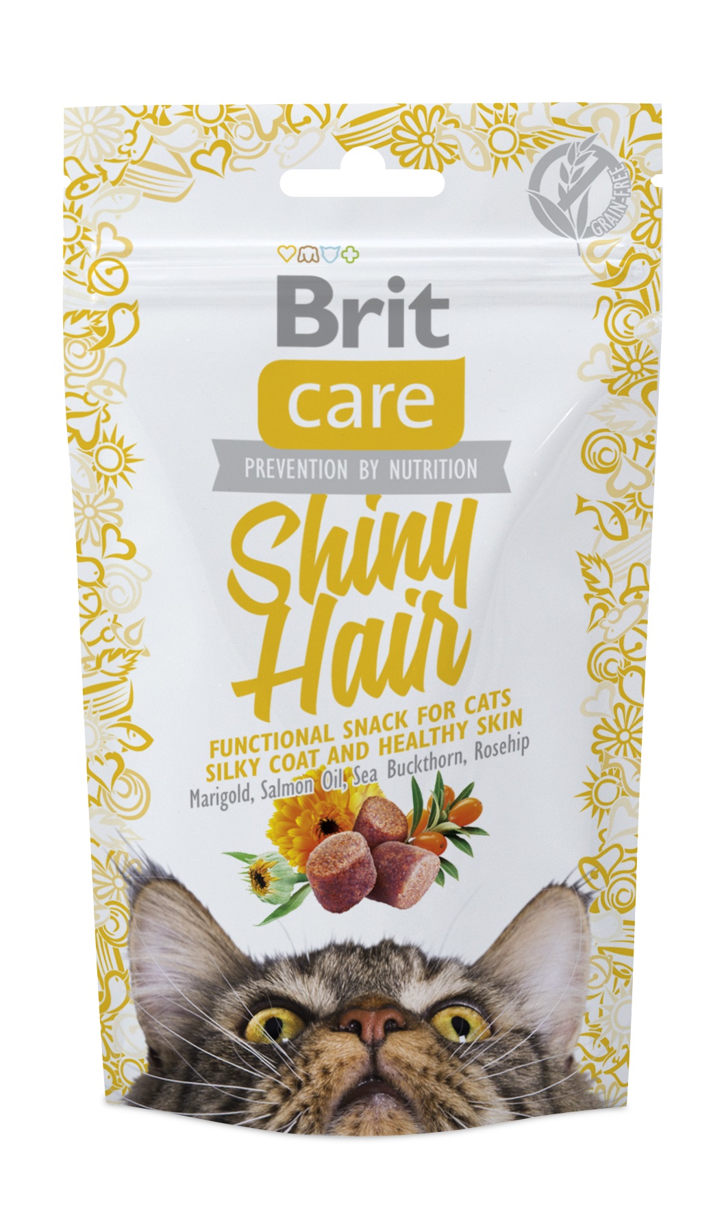 Brit Care Shiny Hair лакомство для кошек для блестящей шерсти 50 г