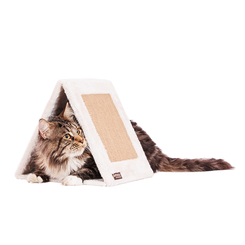 

Petmax Когтеточка (30х30х31 см) из сизаля и плюша с массажной щеткой для кошек