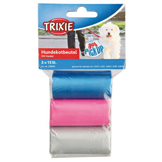 Trixie Пакеты для уборки за собаками, цвета в ассортименте, 3 л, 3 рулона по 15 шт