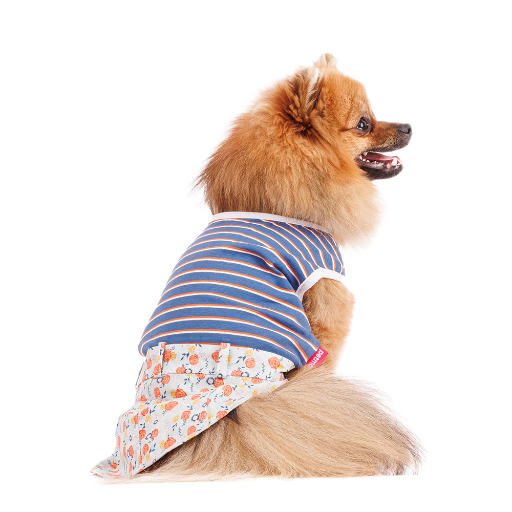 Petmax Платье для собак в полоску XS голубой (девочка)