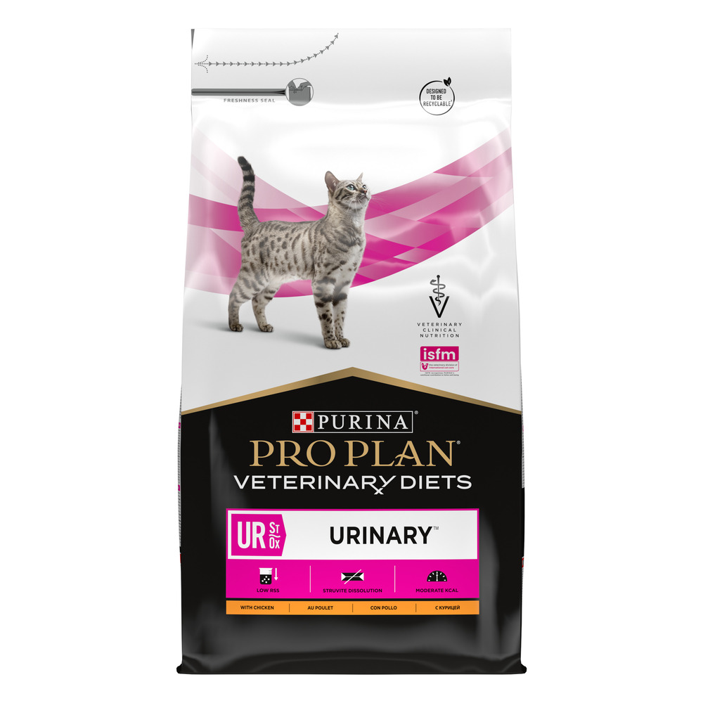 PRO PLAN® Veterinary Diets UR ST/OX Urinary Сухой диетический корм для кошек при болезнях нижних отделов мочевыводящих путей, с курицей, 5 кг