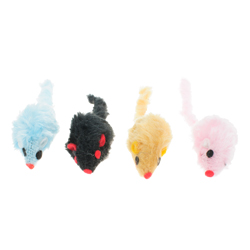 Petmax Игрушка для кошек Мышка искусственный мех, разноцветная 9,5 см 