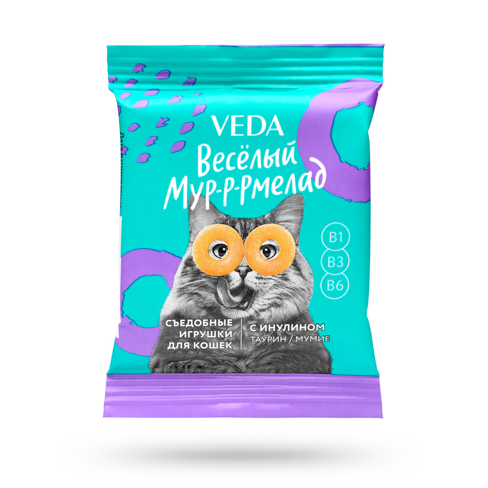 Veda Лакомство-игрушка с инулином для кошек Веселый мур-р-рмелад, 6 гр.
