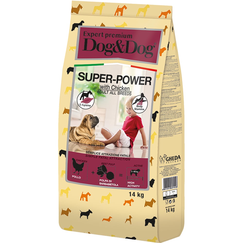 Dog&Dog Super-Power Сухой корм для собак, с курицей, 14 кг