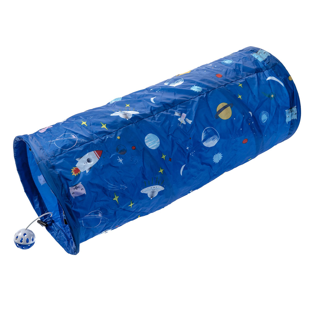Rurri Тоннель для игры Space-Travel для кошек всех размеров, 25х60 см, синий