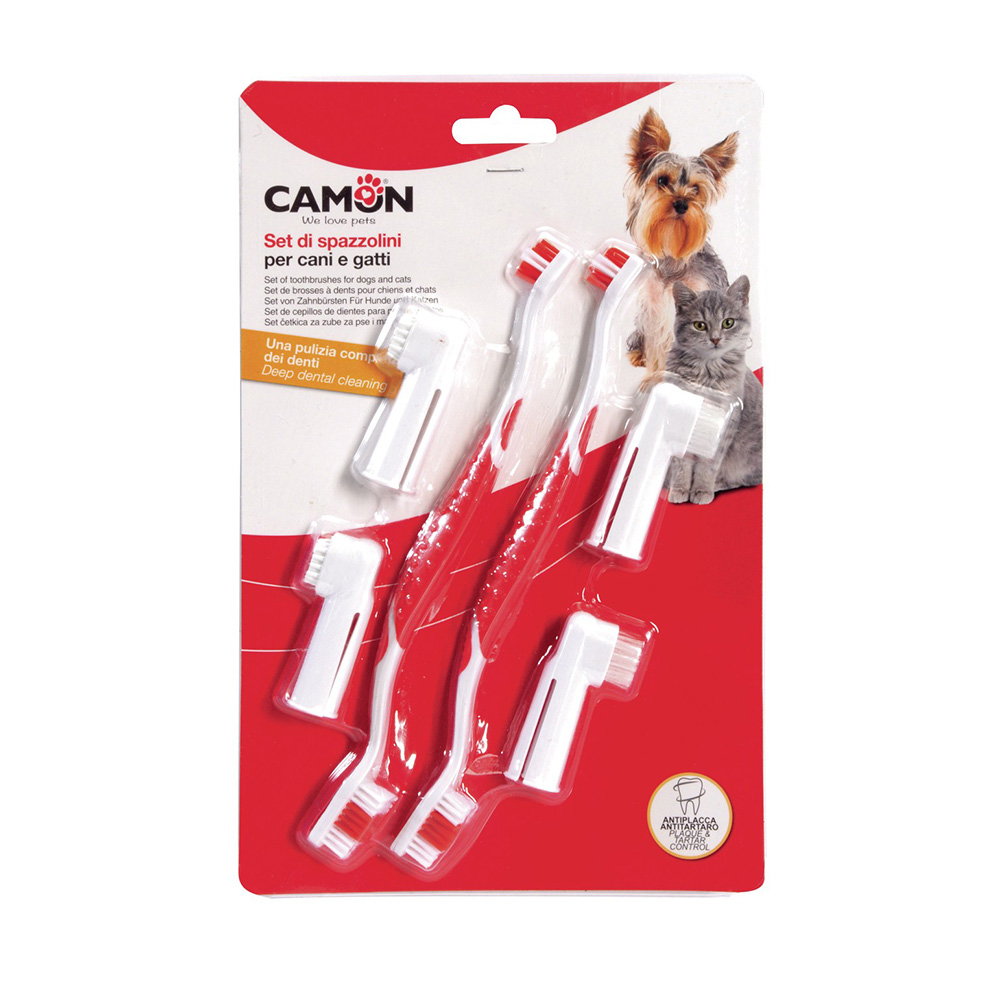 Camon Набор из 2-х зубных двухсторонних щеток для собак и кошек