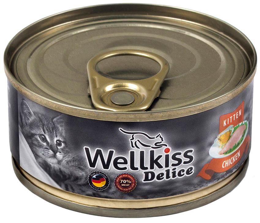 Wellkiss Delice Kitten Влажный корм (консервы) для котят, с цыпленком, 100 гр.
