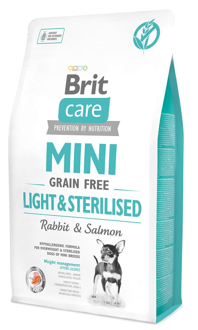 

Brit Care MINI GF Light & Sterilised беззерновой для собак мелких пород с избыточным весом и стерилизованных, 2 кг