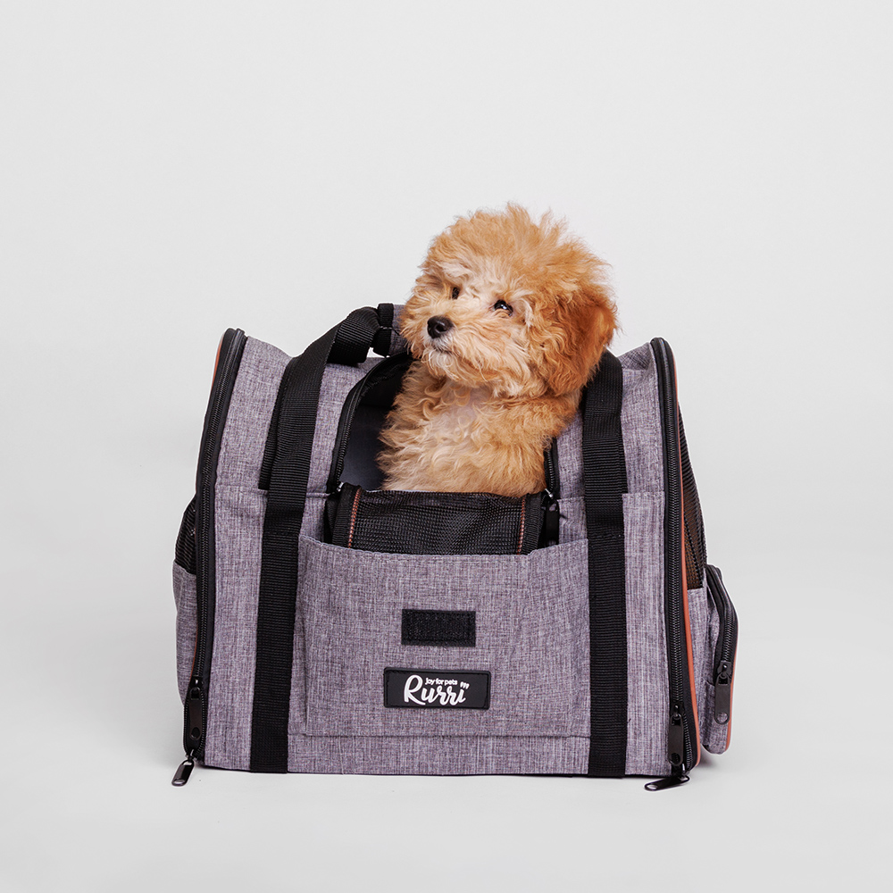 Rurri Рюкзак для кошек и собак мелкого размера, 35x23x28 см, серый