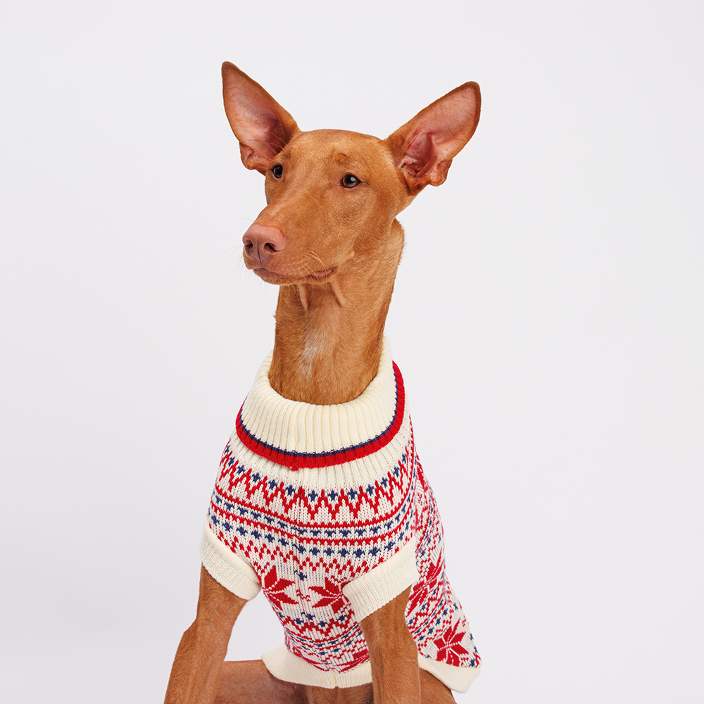 

Petmax Свитер для собак, 60 см, бело-красные узоры