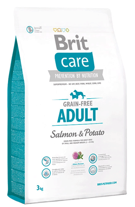 

Brit Care Grain-free Adult корм для собак малых и средних пород (1-25 кг), с лососем и картофелем, 3 кг